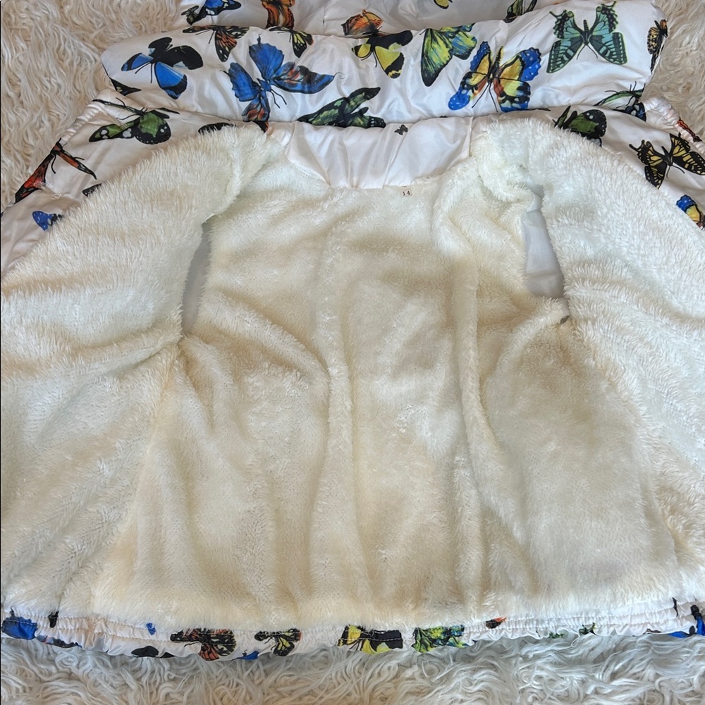 Kids Butterfly Print Puffer Jacket - Picture 5 of 7